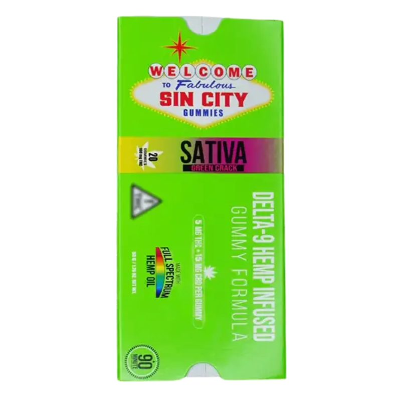 Sin City Gummies | Gomitas Delta 9 THC 5 mg/pza + CBD 10 mg/pza | 20 piezas