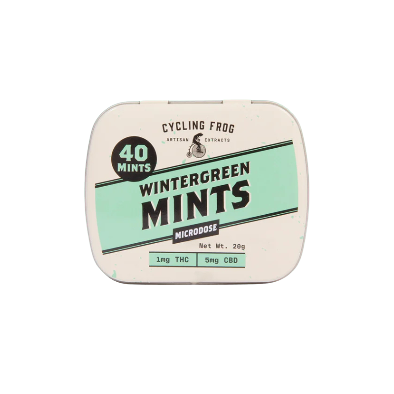 Cycling Frog | Mentas Wintergreen Delta 9 1 mg/pza + CBD 5 mg/pza | 40 piezas