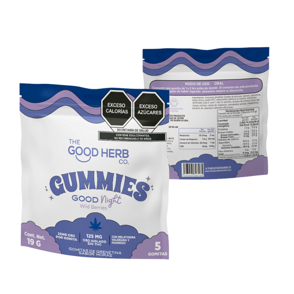 The Good Herb Co. | Gomitas Good Night Wild Berries CBD 25 mg/pza | 5, 15 ó 30 piezas