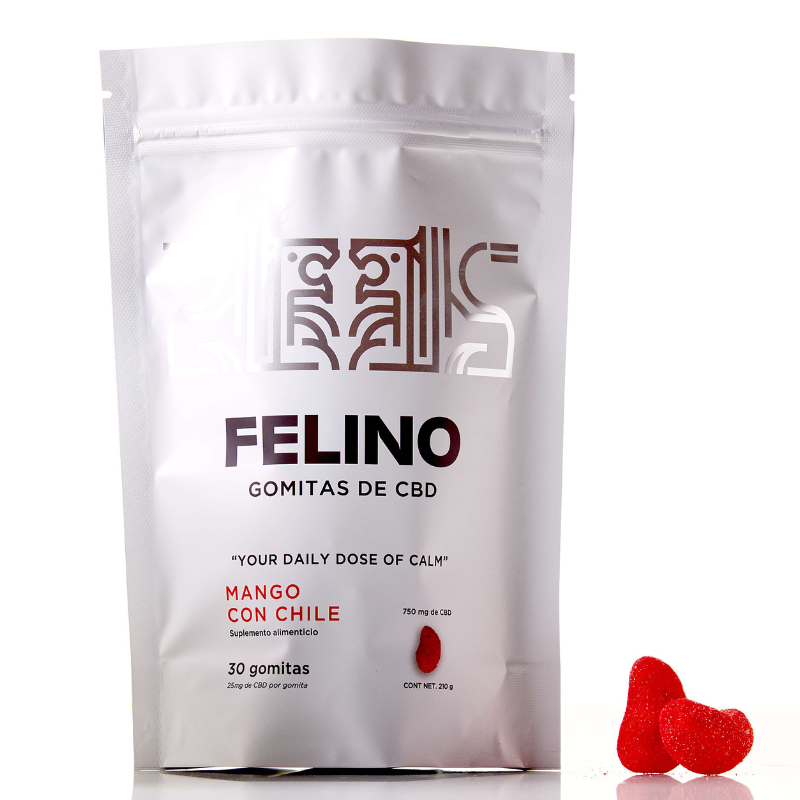 Felino Wellness | Gomitas Mango con Chile CBD E. Aislado 25 mg/pza | 30 piezas