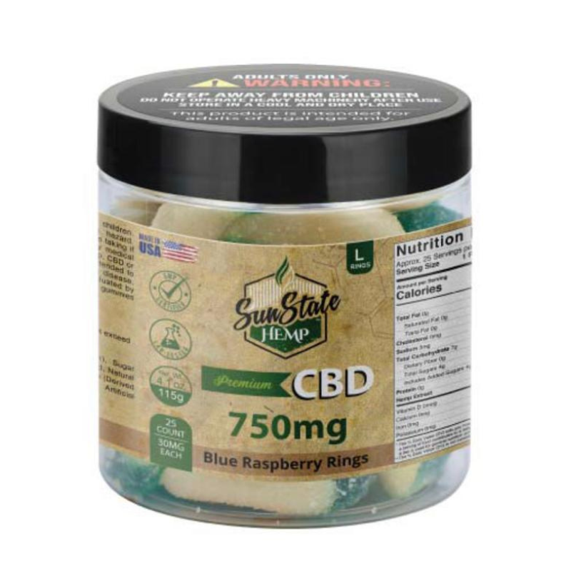 SunState Hemp | Gomitas Aros CBD E. Amplio 25 mg/pza | 6, 20 ó 40 piezas