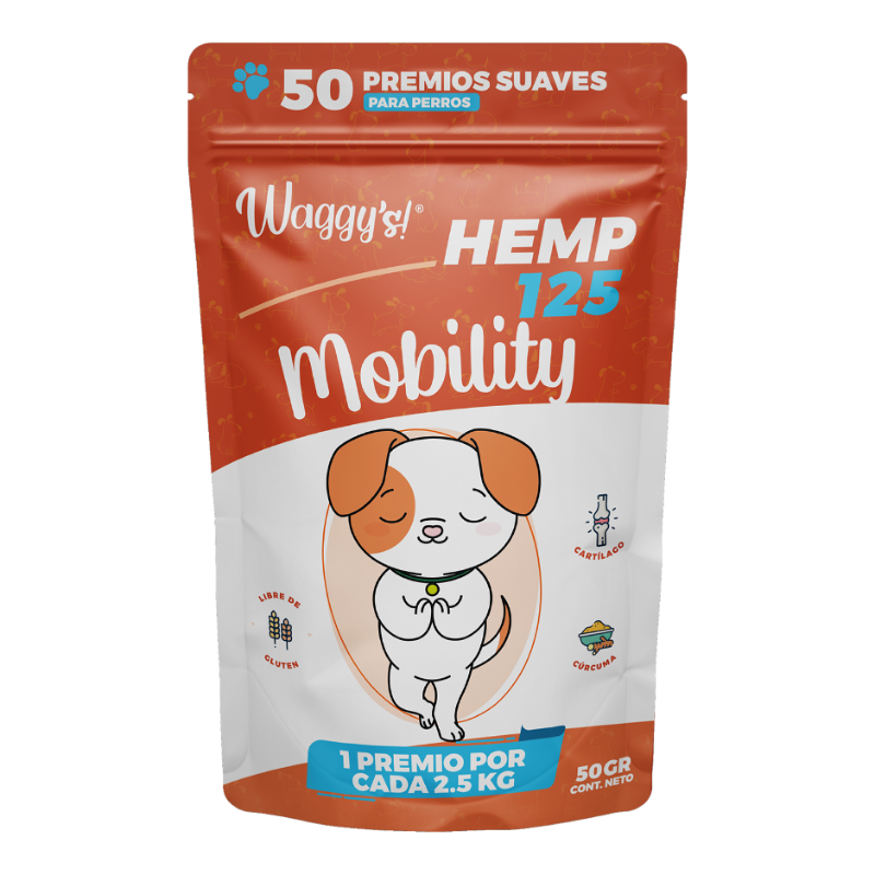 Waggy's | Premios Mobility CBD para Mascota Hasta 250 mg/pza | 50 piezas