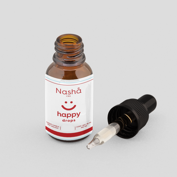 Nasha | Happy Drops Aceite CBD E. Aislado 16.6 mg/ml + Mucuna Pruriens + Canela  | 30ml