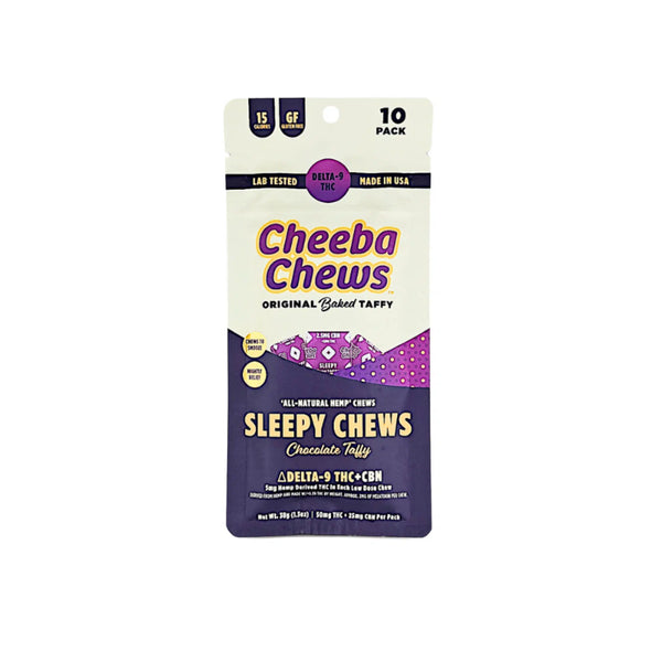 Cheeba Chews | Caramelo Sleepy Chews THC 5 mg/pza + CBN 2.5 mg/pza + Melatonina 2 mg/pza | 10 piezas