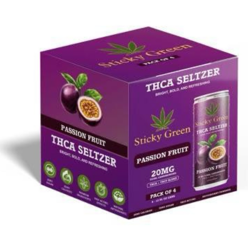 Sticky Green | Bebida High Seltzer THC-A 10 mg/pza + THC-P mg/pza | 355ml/pza | 4 pack