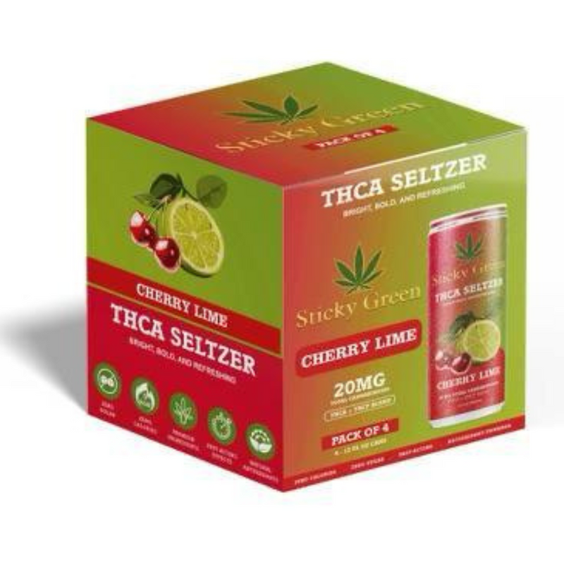 Sticky Green | Bebida High Seltzer THC-A 10 mg/pza + THC-P mg/pza | 355ml/pza | 4 pack