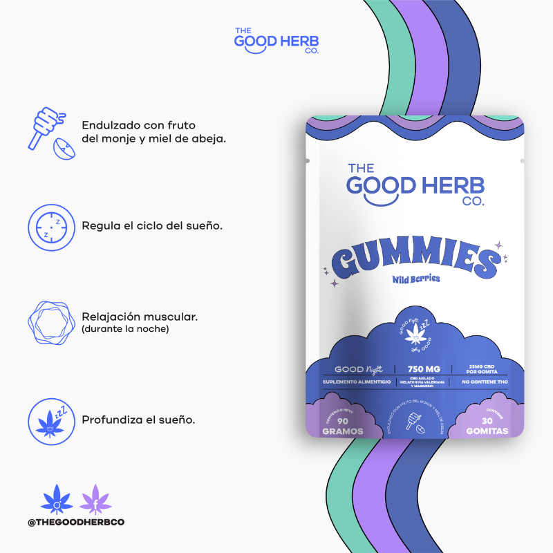 The Good Herb Co. | Gomitas Good Night Sleep CBD 25 mg/pza | 30 piezas