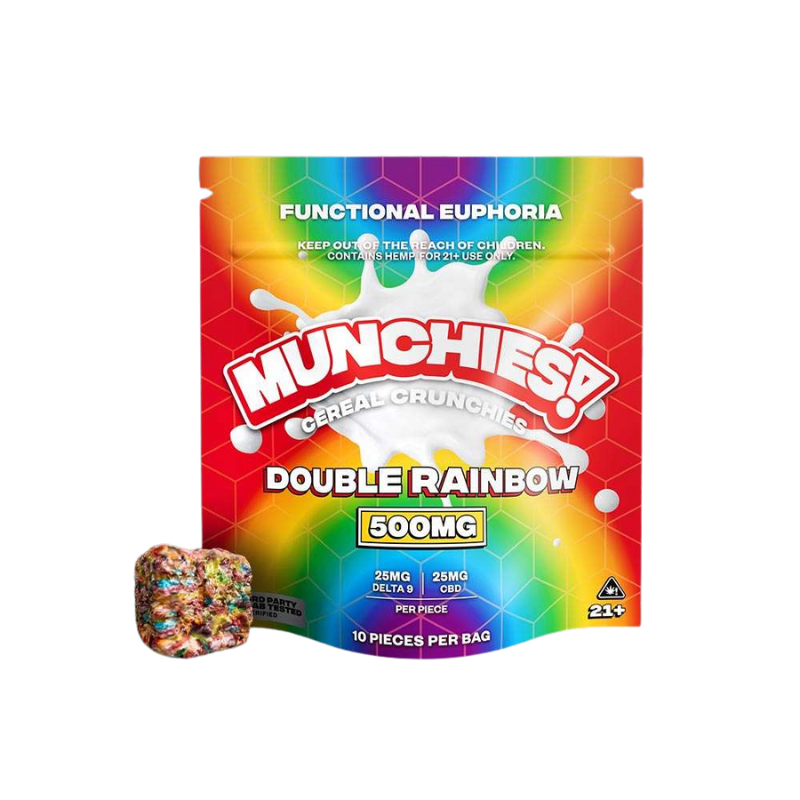 Delta Munchies | Barras de Cereal de Arroz Inflado Delta 9 THC 25 mg/pza + CBD 25mg/pza | 10 piezas