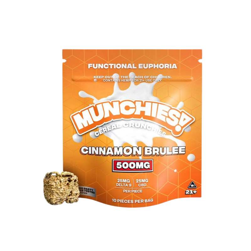 Delta Munchies | Barras de Cereal de Arroz Inflado Delta 9 THC 25 mg/pza + CBD 25mg/pza | 10 piezas