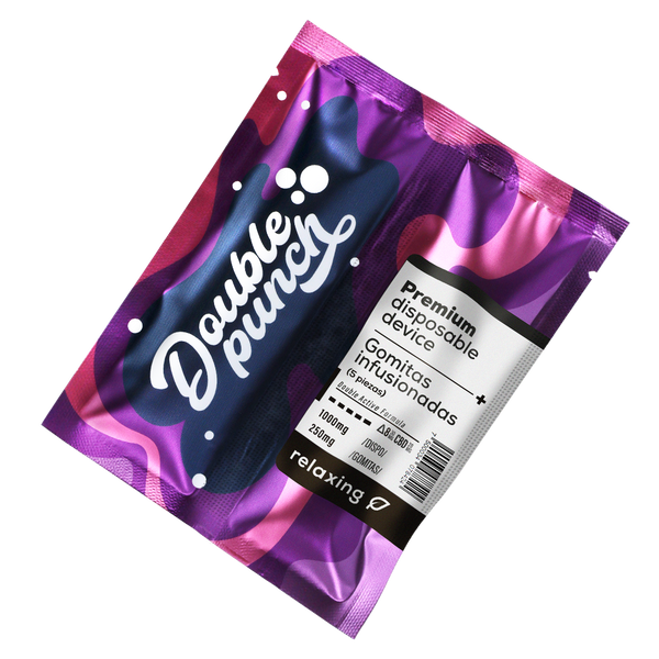 DoublePunch Relaxing | Vape HHC 1000 mg/pza + 5 Gomitas Delta 8 THC 25 mg/pza + CBD 20 mg/pza