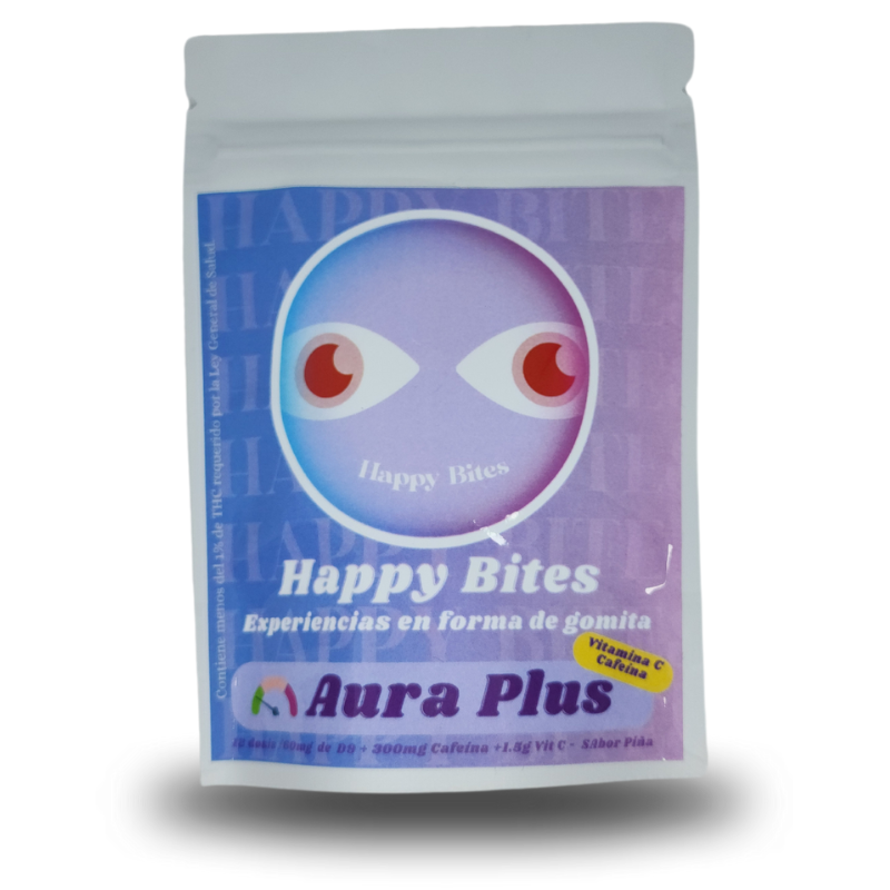 Happy Bites  | Gomitas Aura Plus Delta 9 THC 10 mg/pza + Vitamina C + Cafeína | 6 piezas