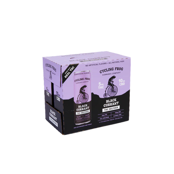 Cycling Frog | Seltzer Wild Cherry, Black Currant | THC (5mg/pza) + CBD Espectro Completo (10mg/pza) | 6 piezas (355ml/pza)