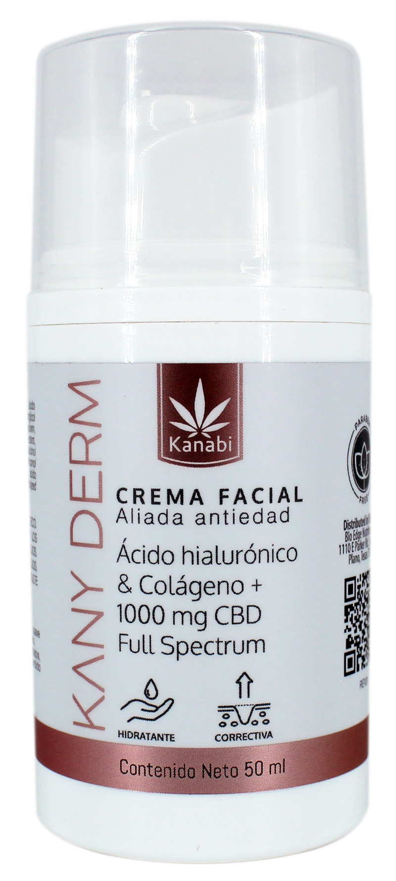 Kanabi | Crema Facial CBD 1000 mg + Acido Hialuronico + Colageno | 50 ml