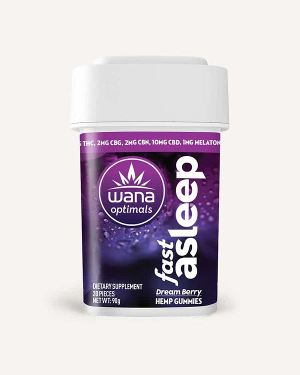 Wana | Gomitas Fast Asleep THC 2 mg/pza + CBD 10 mg/pza | 20 piezas