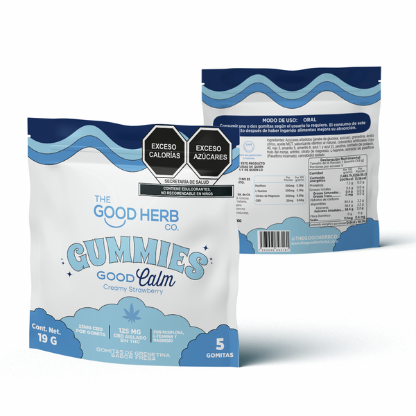 The Good Herb Co.  | Gomitas CBD E. Aislado 25 mg/pza + Pasiflora + L-Teanina + Magnesio | 5 o 15 Piezas