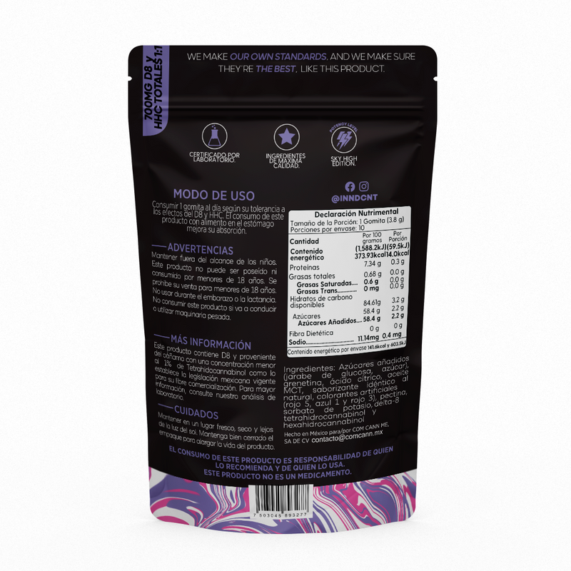 INNDCNT | Gomitas Sky High HHC 35 mg/pza + Delta 8 THC 35 mg/pza | 5 o 10 Piezas