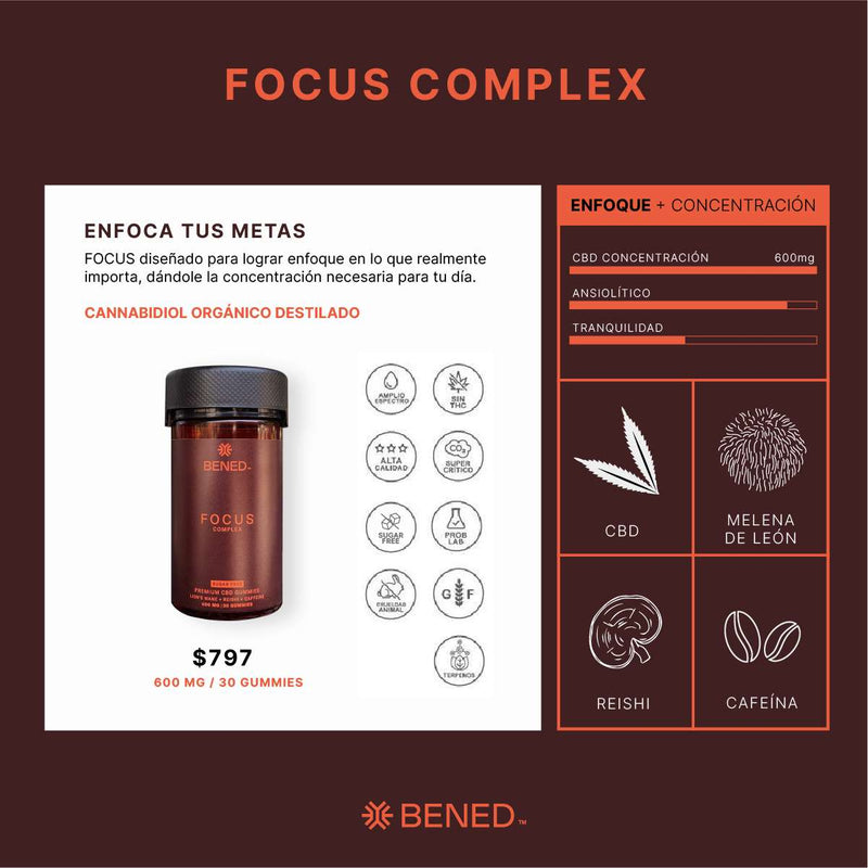 BENED | Gomitas Focus Complex CBD 20 mg/pza | 30 piezas