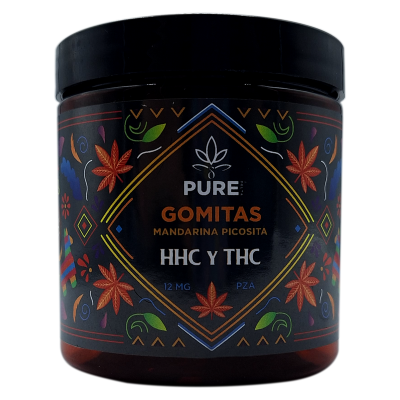PURE FIESTA | Gomitas de Mandarina Picositas HHC + Delta 9 THC 12 mg/pza | 15 piezas