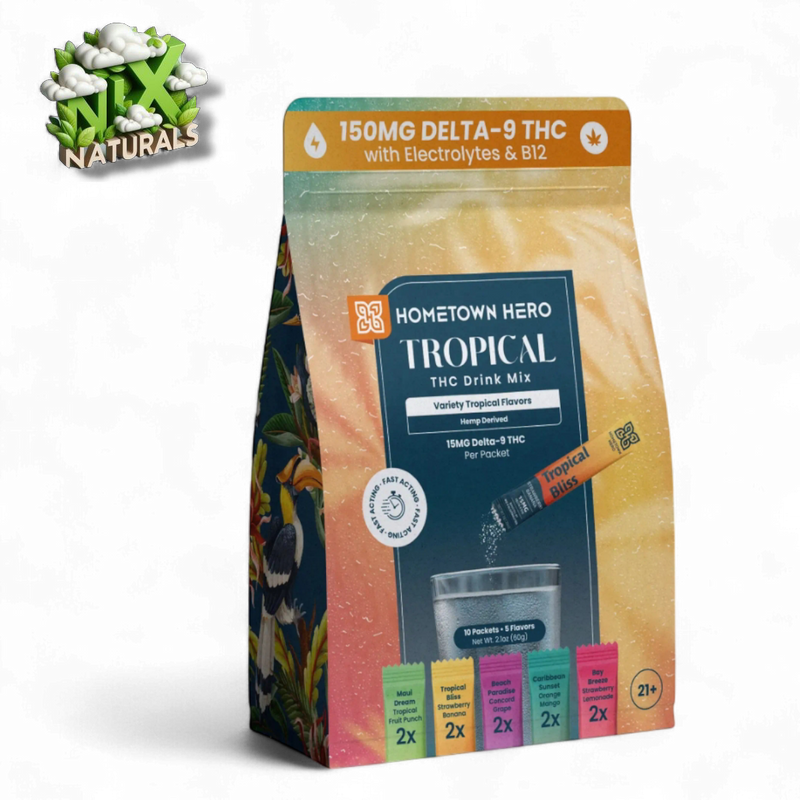 HomeTown Hero | Polvo Para Preparar Bebidas Delta 9 THC 15 mg/pza | 1 o 10 Piezas  | Crea bebidas tipo Gatorade de THC