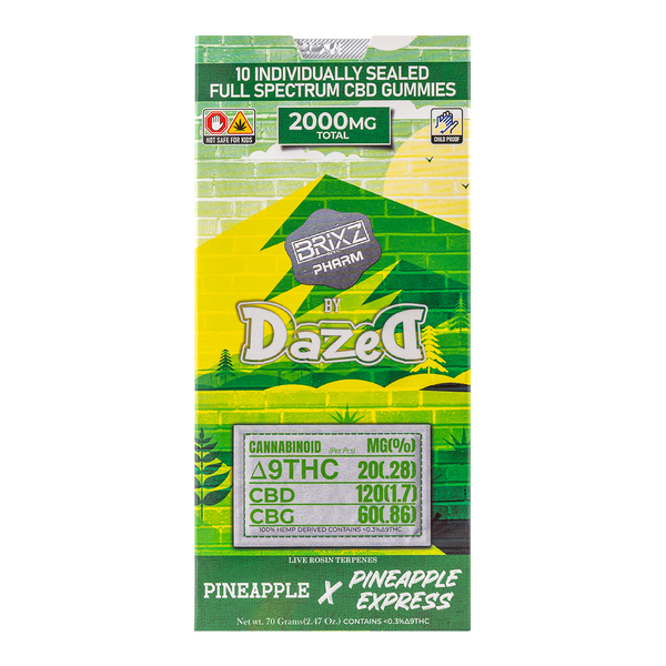 Dazed® Brix® | Gomitas CBD E. Completo 120 mg/pz + Delta 9 THC 20 mg/pz | 10 piezas