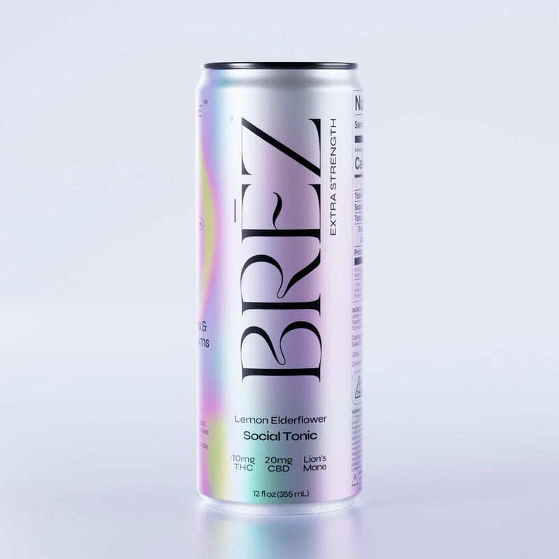 Brez | Bebida OG Extra Strength | THC 10 mg/pza + CBD 20 mg/pza + Melena de León | 355 ml | 4 pack