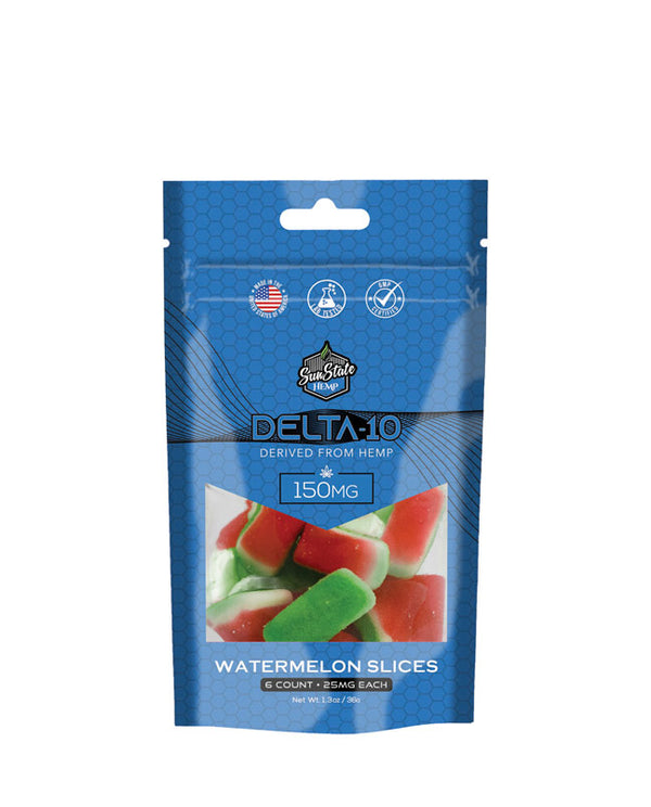 SunState Hemp | Gomitas Watermelon Delta 10 THC 25 mg/pza | 6 ó 30 piezas
