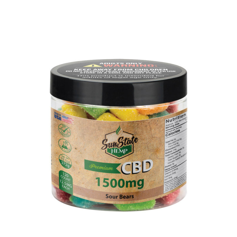 SunState Hemp | Gomitas Panditas CBD E. Completo ó Amplio 12, 15 mg/pza | 10, 60 ó 120 piezas
