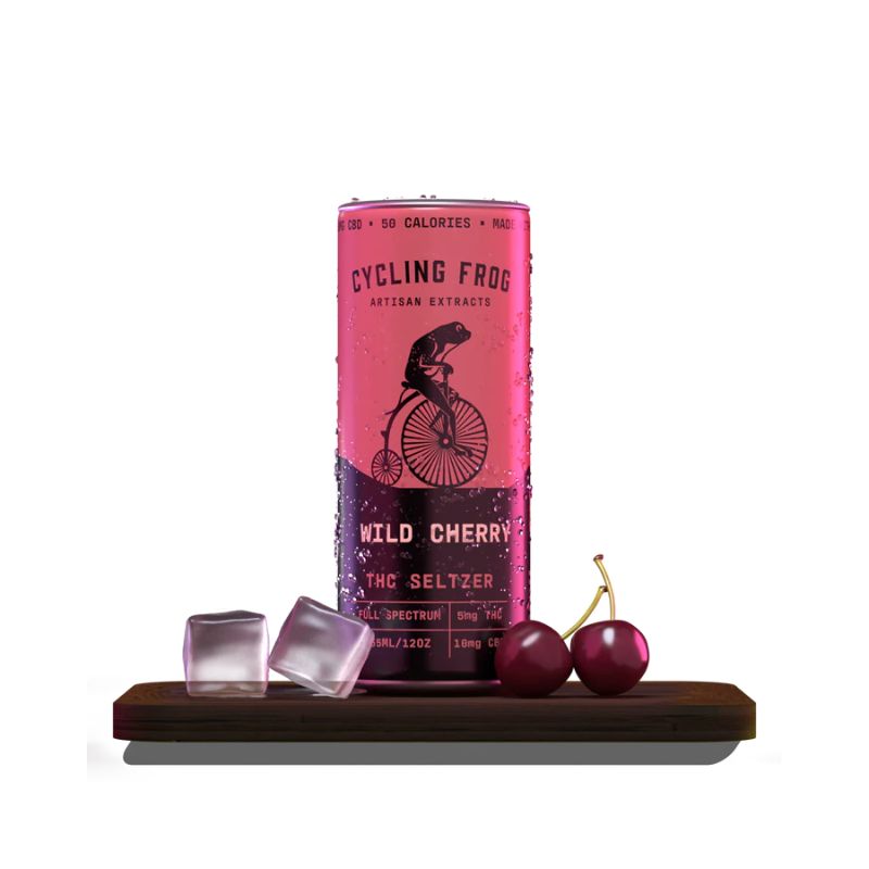 Cycling Frog | Seltzer Wild Cherry, Black Currant | THC (5mg/pza) + CBD Espectro Completo (10mg/pza) | 6 piezas (355ml/pza)