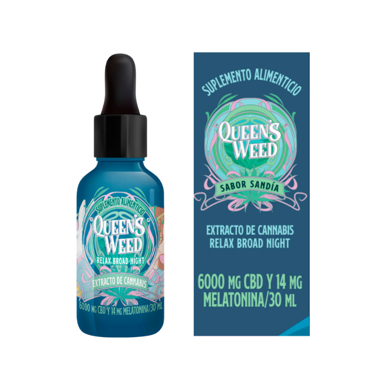 Queens Weed | Aceite Relax Noche CBD E. Amplio 6000 mg + Melatonina 14 mg | 30 ml
