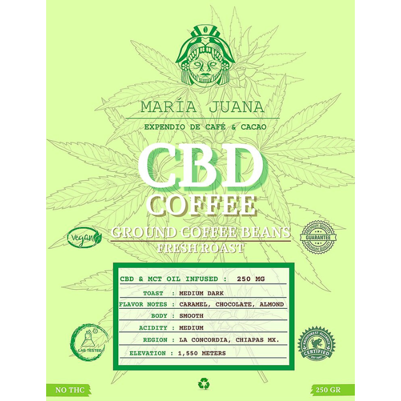 Maria Juana | Coffee Premium CBD 250 mg/pza | 100 ó 250 gr