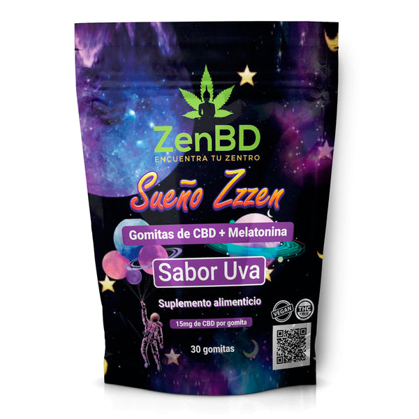 ZenBD | Sueño Zzzen Gomitas para Dormir CBD E. Completo 15 mg/pza + Melatonina | 5 ó 30 piezas