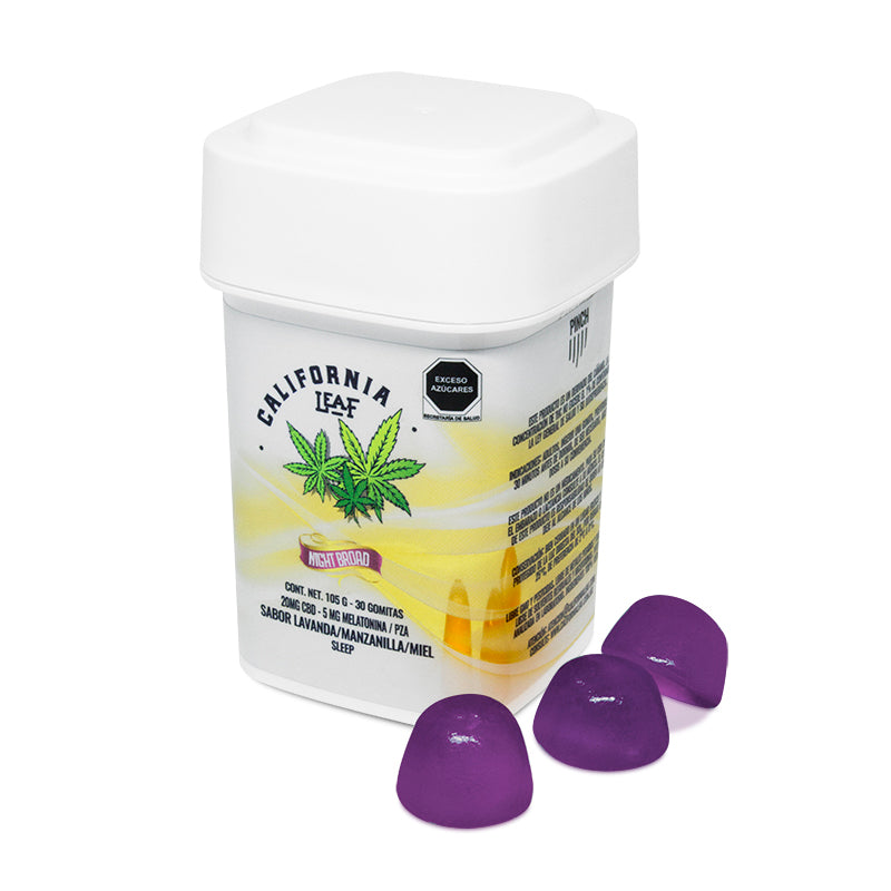 California Leaf | Gomitas Noche CBD E. Completo o Amplio 20 mg/pza | 15 ó 30 piezas