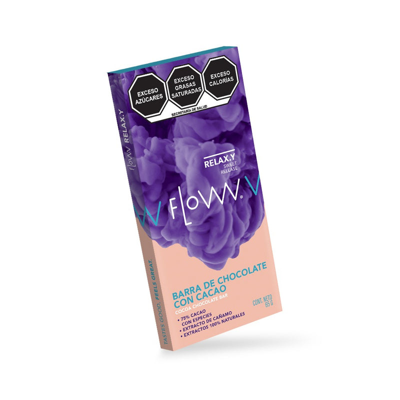 Flow | Barra de Chocolate RELAX.Y CBD 300 mg/pza + Delta 9 THC 60 mg/pza | 65 gr