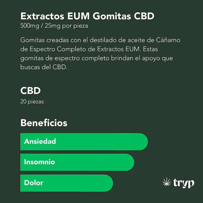 Extractos EUM | Gomitas CBD | 500mg (25mg c/u) | Lata con 20 pzs